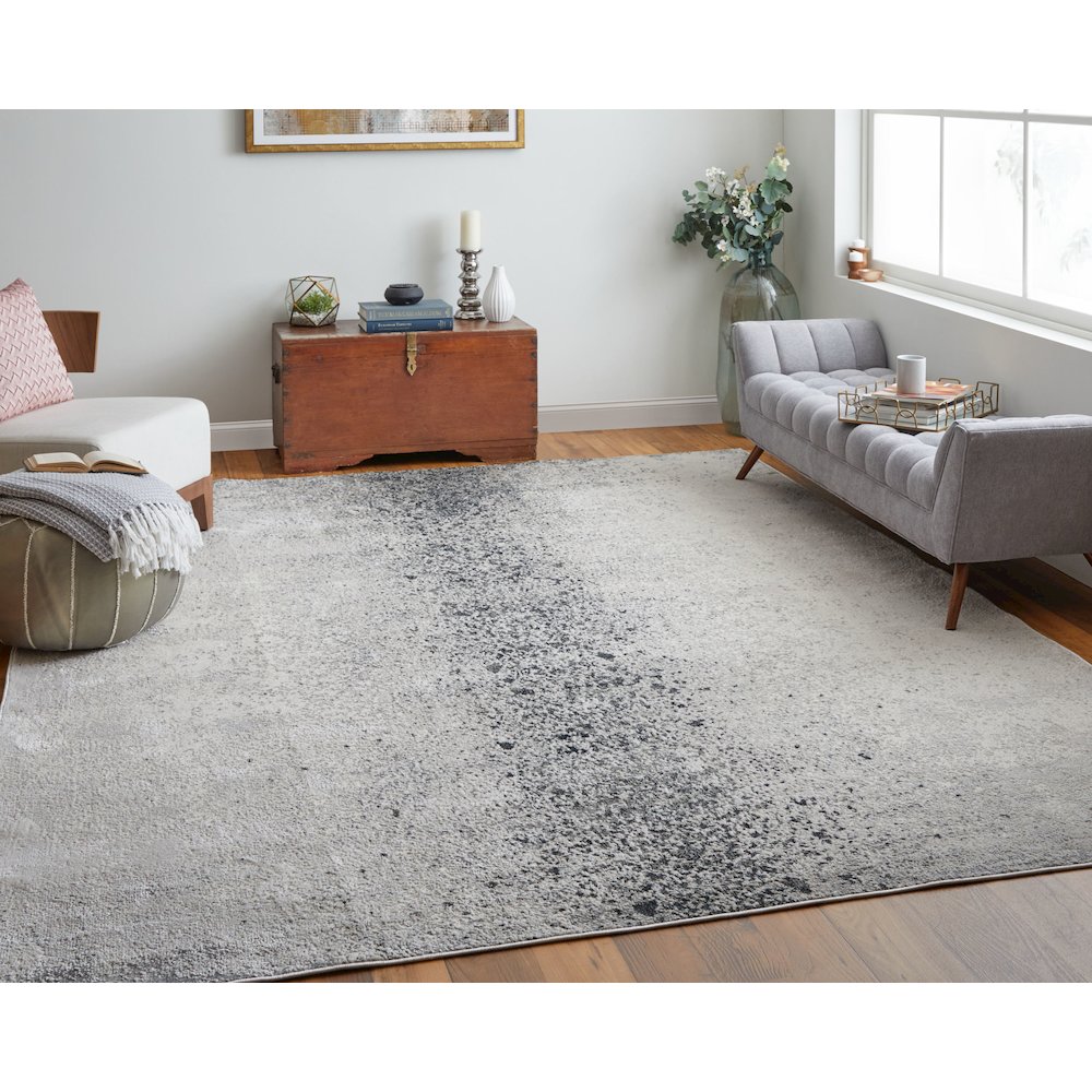 Astra Transitional Abstract, Ivory/Gray/Black, 8' x 10' Area Rug. Picture 2