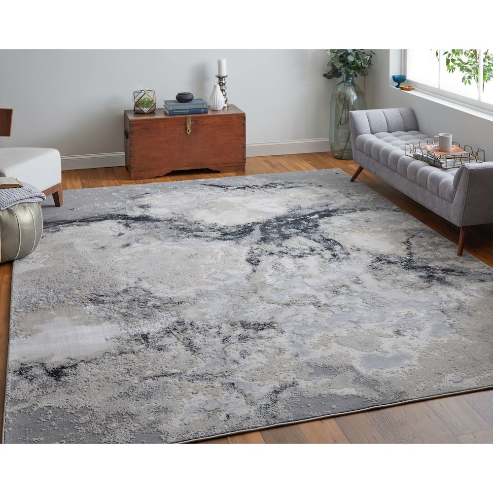 Astra Transitional Abstract, Gray/Ivory, 8' x 10' Area Rug. Picture 2