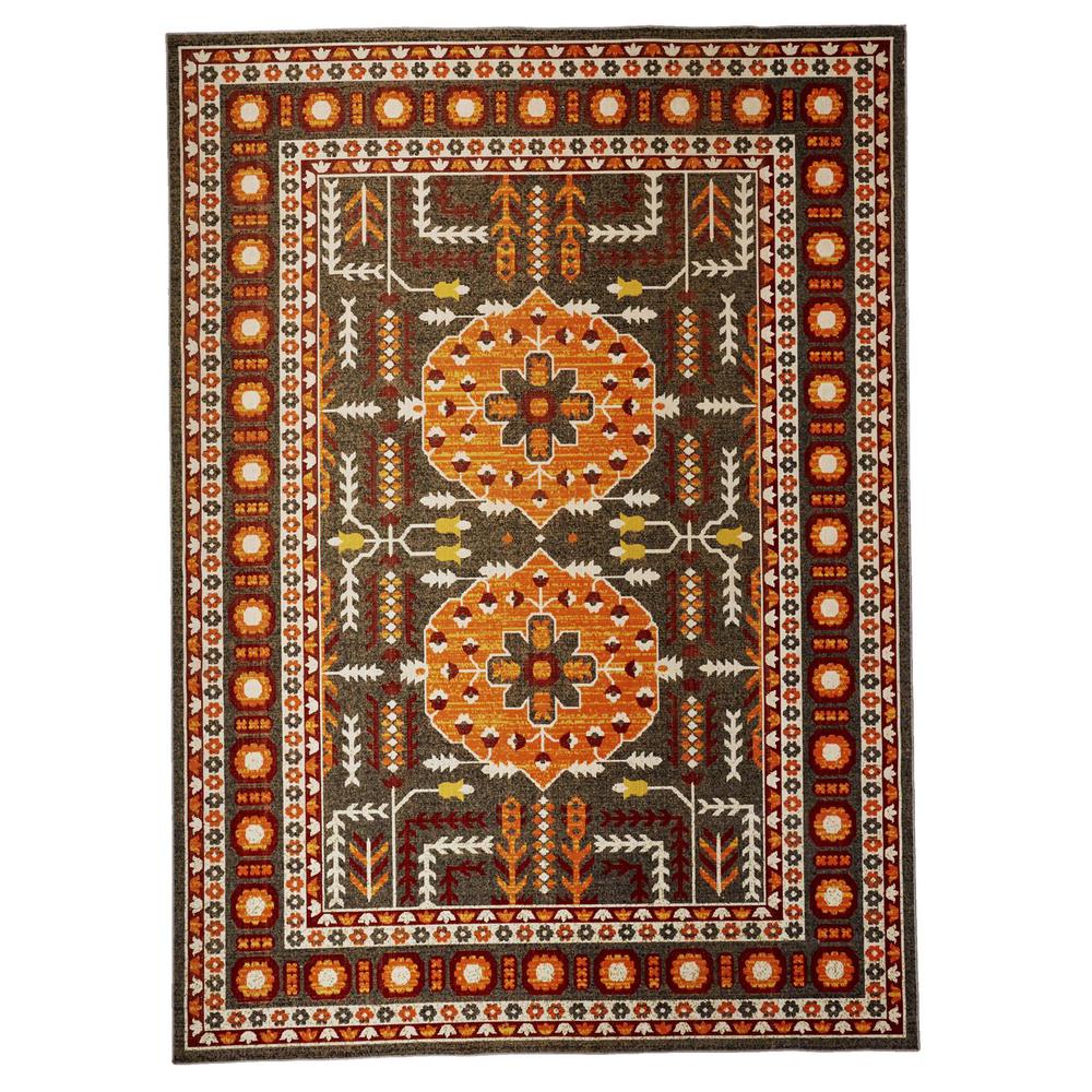 Foster Vinatge Style Kilim, Vermillion Orange/Gray, 4ft-3in x 6ft-3in Accent Rug, FST3754FORNGRYC16. Picture 2