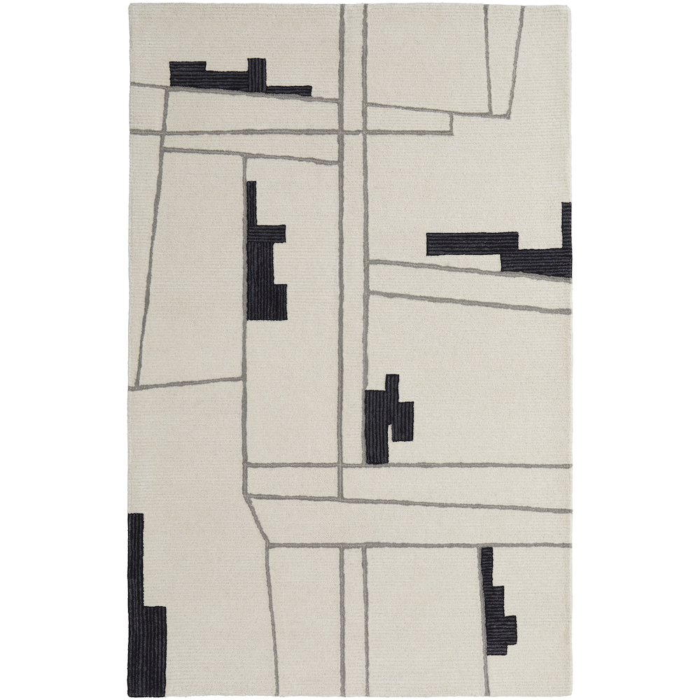 Maguire Transitional Abstract, Ivory/Gray/Taupe, 3'-6" x 5'-6" Accent Rug. Picture 1