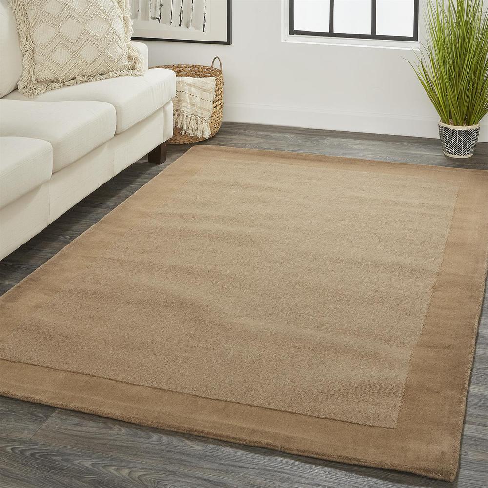 Hilson Eco-Friendly Handmade Wool Rug, Brown/Olive, 8ft x 10ft Area Rug, I46R8016BRN000F00. Picture 1