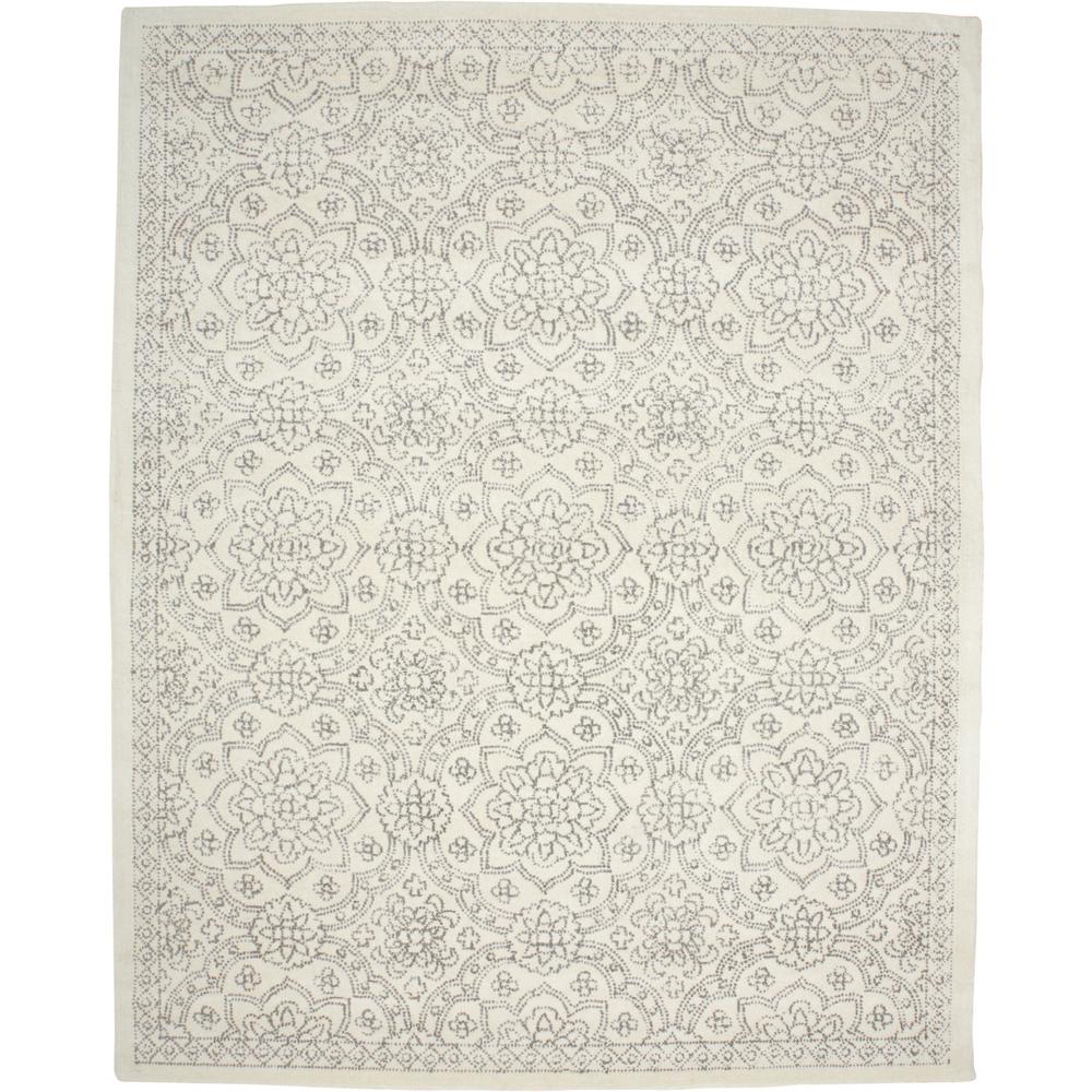Modern Family Premium Wool Rug, Floral Dots, Ivory/Warm Gray, 8ft x 10ft, Area Rug, I59R8044IVYGRYF00. Picture 1