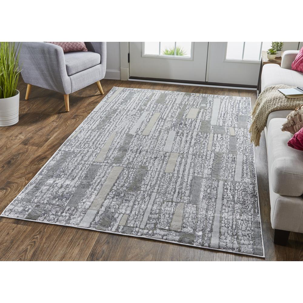Braden Contemporary Architectural Rug, Silver/Warm Gray, 8ft x 11ft Area Rug, I67R3132SLVGRYG99. Picture 1