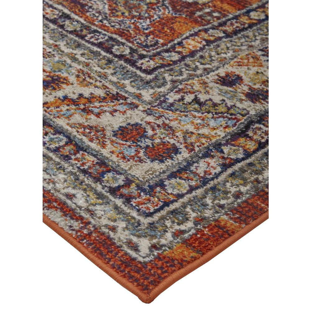 Bellini Vintage Bohemian Rug, Rust Orange/Blue, 5ft-3in x 7ft-6in Area Rug, I78I3136ORNMLTE76. Picture 3
