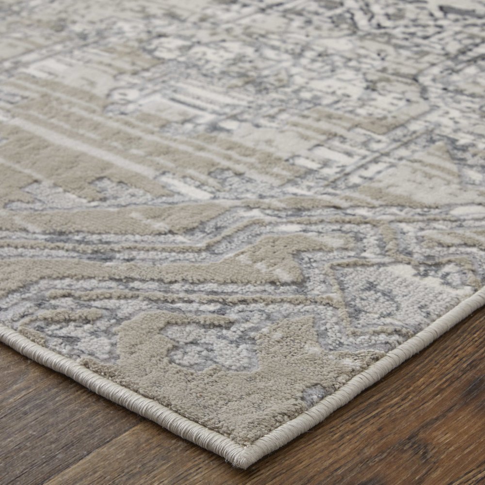 Macklaine Transitional Distressed, Ivory/Silver/Black, 12' x 15' Area Rug. Picture 3