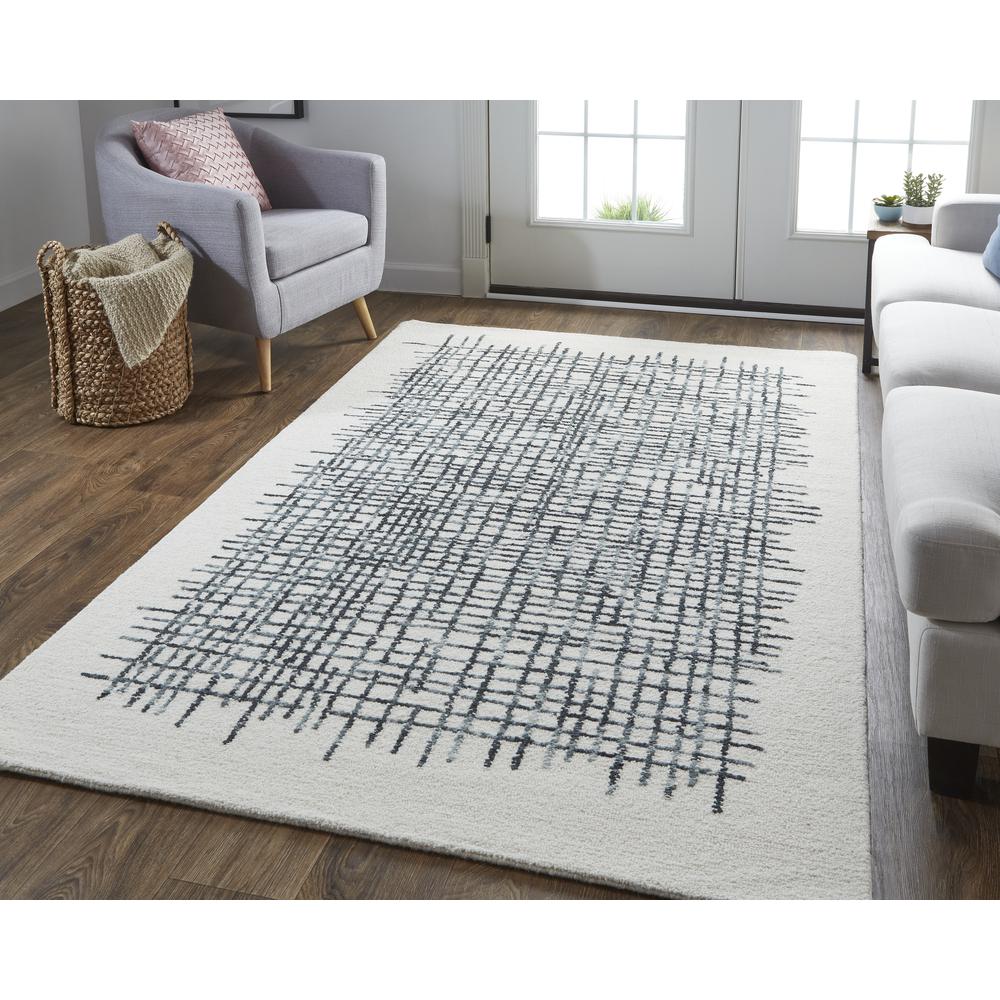 Maddox Modern Tufted Architectural Area Rug, Ivory/Graphite Gray, 8ft x 10ft, MDX8630FIVYCHLF00. Picture 1