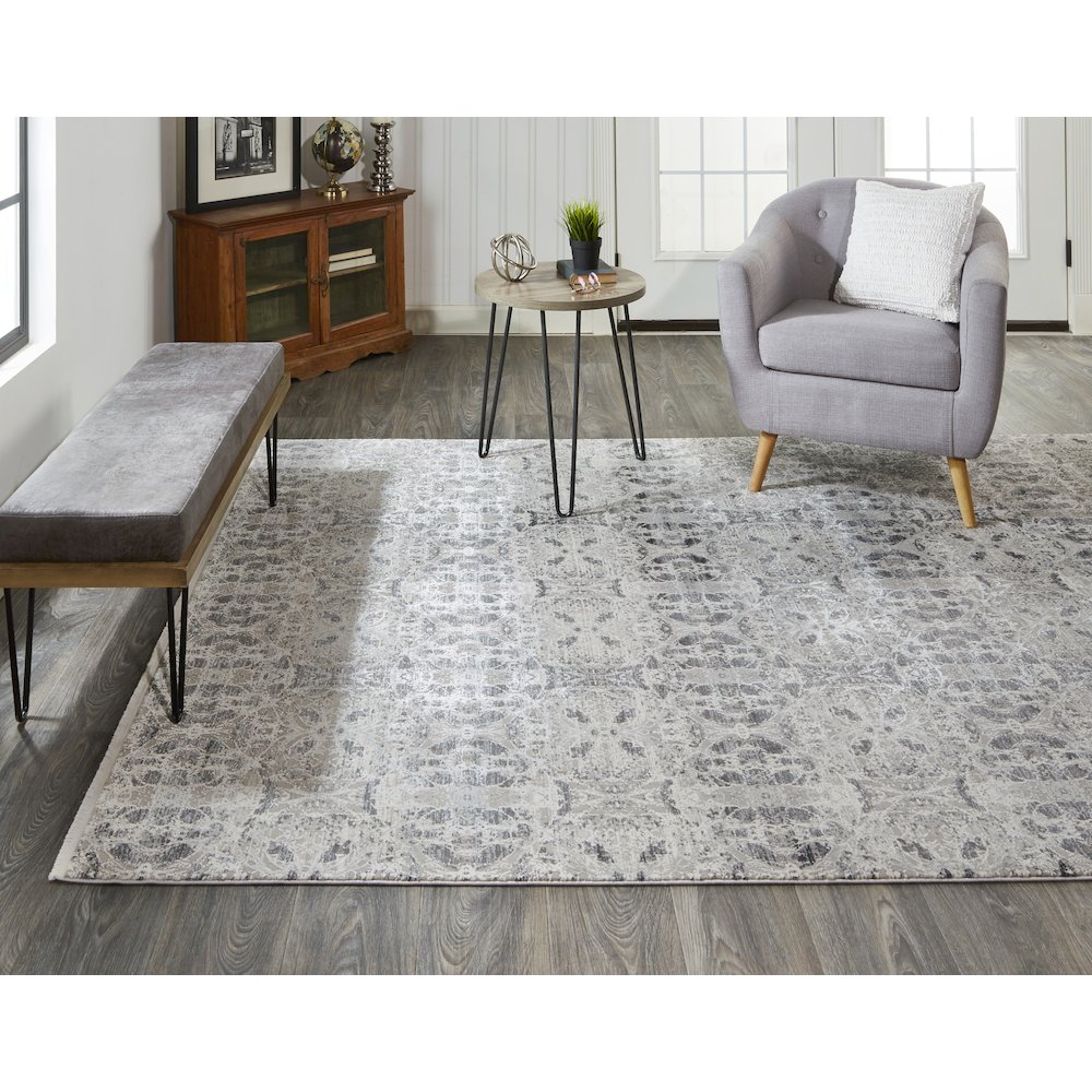 Cadiz Modern Oriental, Gray/Taupe/Ivory, 4'-10" x 7'-10" Area Rug. Picture 2