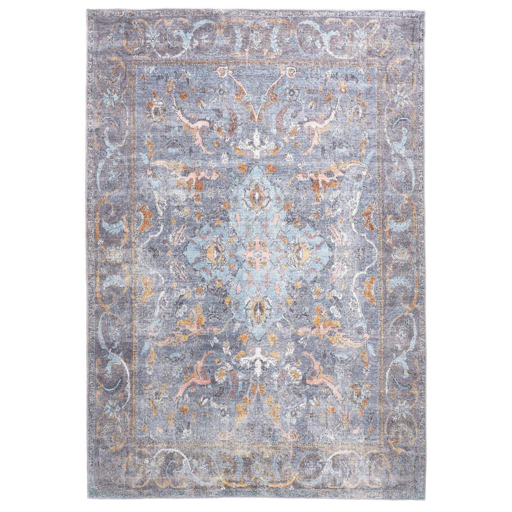 Percy Vintage Medallion, Blue/Gray/Rose/Rust, 5ft - 3in x 7ft - 6in Area Rug, PRC39AFFBLUMLTE76. Picture 2