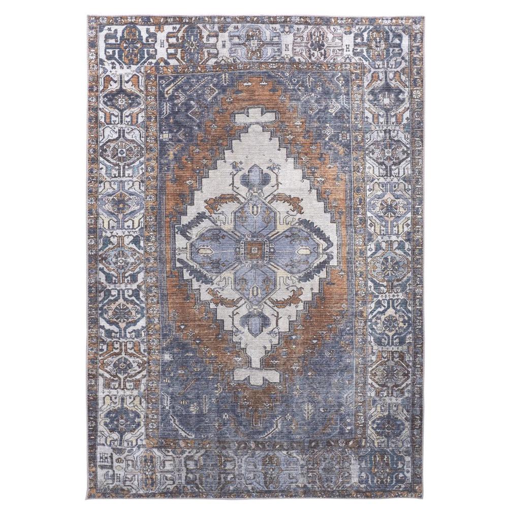 Percy Vintage Medallion Area Rug, Navy/Mocha/Light Gray, 5ft-3in x 7ft-6in, PRC39AIFBLU000E76. Picture 2
