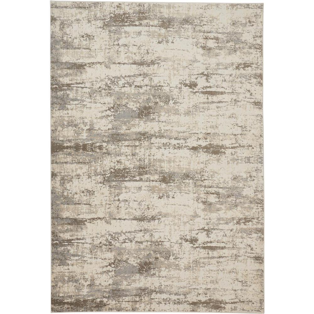 Frida Distressed Abstract Prismatic Accent Rug, Ivory/Gray/Brown, 2ft-1in x 3ft, PRK3719FSLVBGEP21. Picture 1