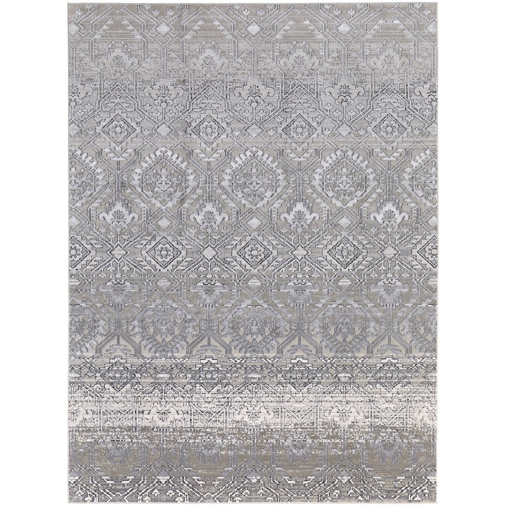 Macklaine Transitional Distressed, Ivory/Silver/Black, 12' x 15' Area Rug. Picture 1