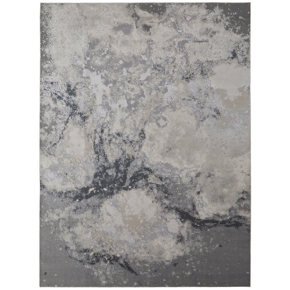 Astra Transitional Abstract, Gray/Ivory, 8' x 10' Area Rug. Picture 1