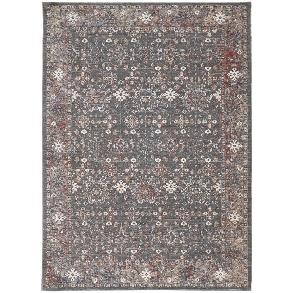 Thackery Transitional Oriental Style Rug, Charcoal/Red/Tan, 9ft x 12ft-7in, THA39CYFCHLREDG02. Picture 2
