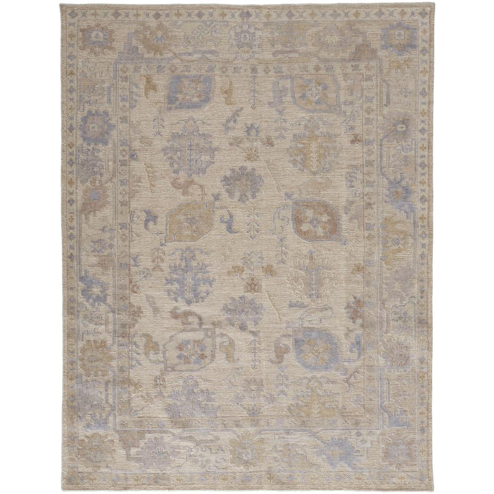 Wendover Eco Friendly PET Oushak Rug, Ivory Tan/Stone Blue, 8ft x 10ft Area Rug, WND6862FTAN000F00. Picture 2