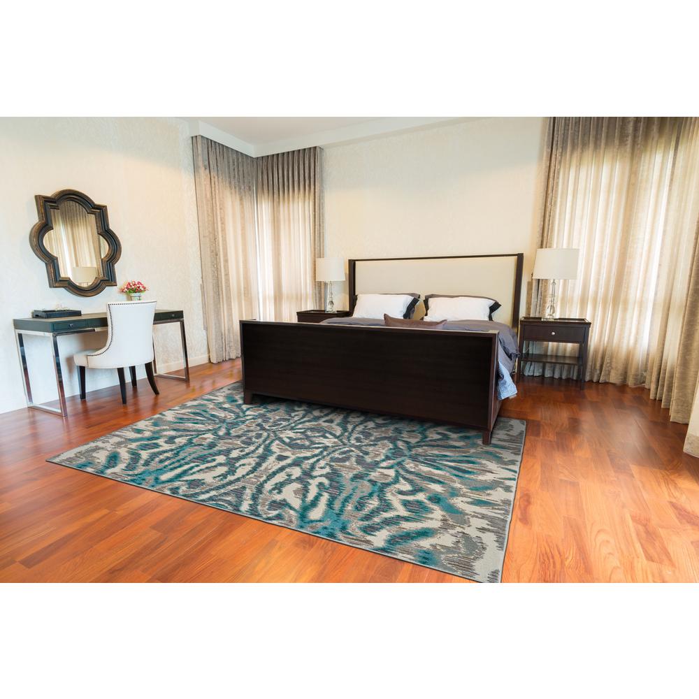 Keats Abstract Ikat Print Rug, Crystal Teal/Taupe, 5ft-3in x 7ft-6in Area Rug, 6523467FAQUHAZE76. The main picture.