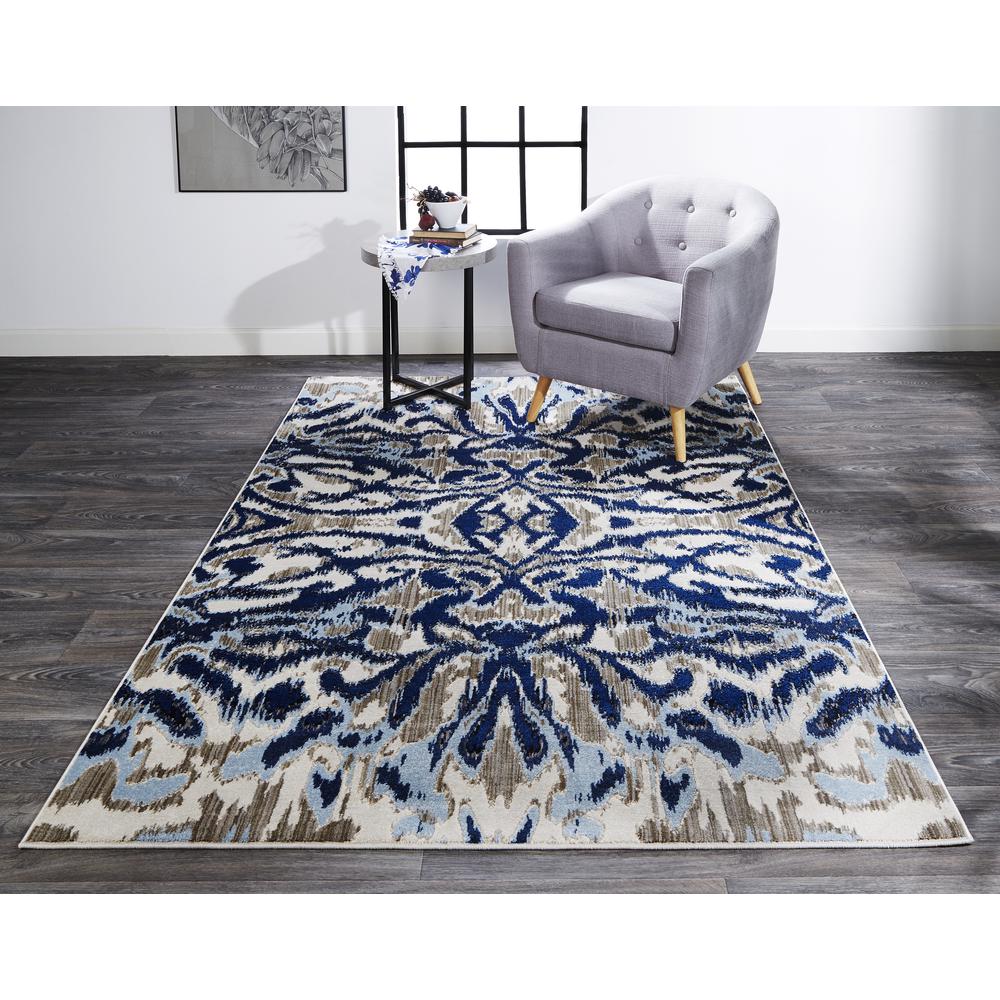 Milton Abstract Ikat Print Area Rug, Classic Blue/Silver Mink, 5ft-3in x 7ft-6in, 6533467FBHZ000E76. Picture 1