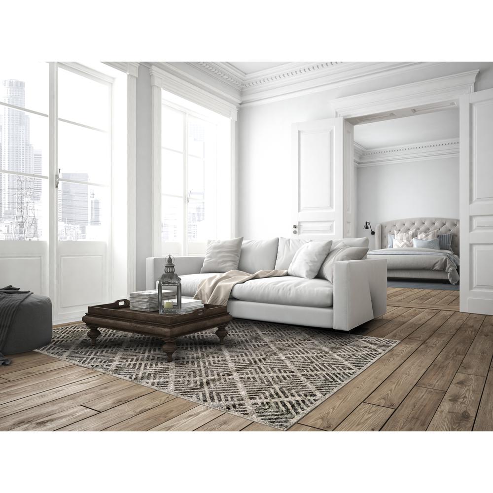 Katari Distressed Geometric Rug, Gray/Taupe, 5ft x 8ft Area Rug, 6613380FCASTPEE10. Picture 1