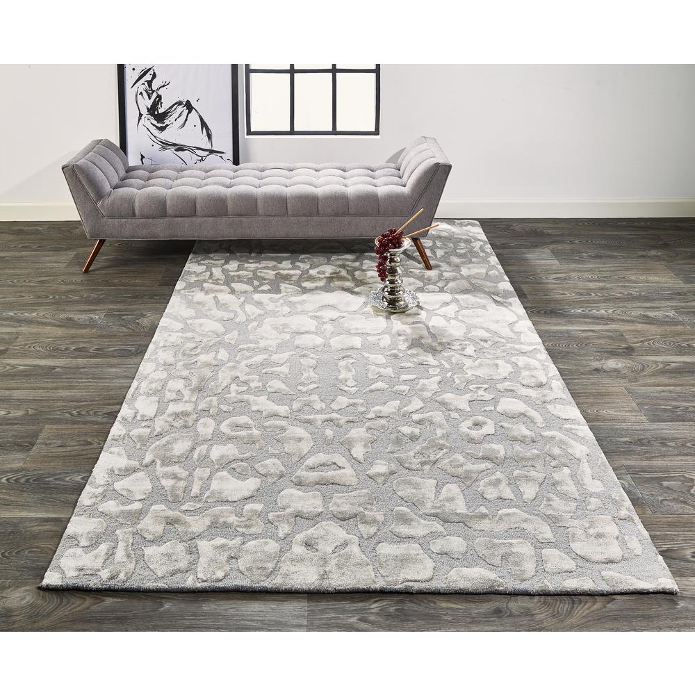 Mali Lustrous Tufted Abstract Rug, Silver Gray, 8ft x 11ft Area Rug, 7178629FALL000G99. Picture 1