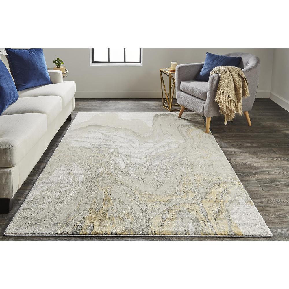 Waldor Absrtract Marble Print Rug, Goldenrod/Ivory, 8ft x 11ft Area Rug, 7353602FIVY000G99. Picture 1
