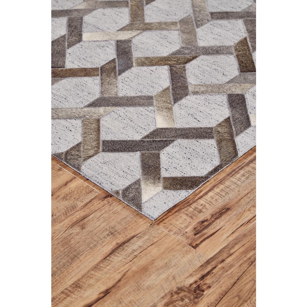 Fannin Handmade Leather Trellis Area Rug, Gray/Warm Taupe, 9ft-6in x 13ft-6in, 7380752FSTLSTMH50. Picture 2