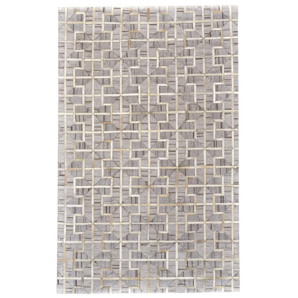 Fannin Leather/Viscose Handmade Area Rug, Sudan Bronw/Gray, 9ft-6in x 13ft-6in, 7380756FIVYSNDH50. Picture 1