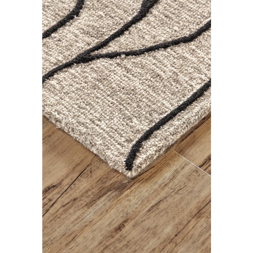 Enzo Minimalist Abstract Wool Rug, Warm Taupe/Black, 5ft x 8ft Area Rug, 7428734FBLKTPEE10. Picture 3