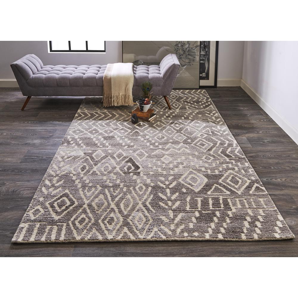 Asher Lustrous Distressed Wool Rug, Vapor Gray/White, 5ft x 8ft Area Rug, 8638771FTPENATE10. Picture 1