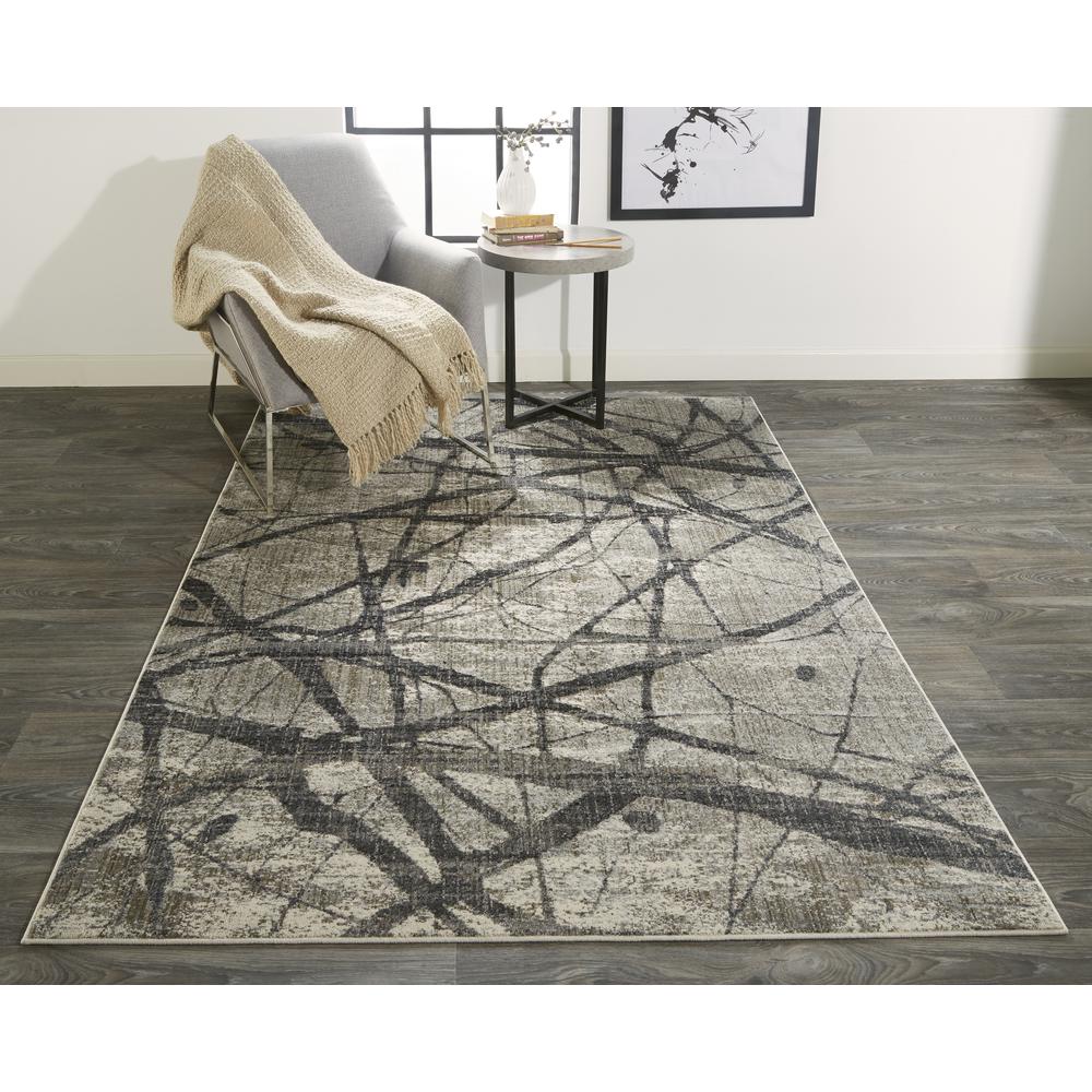 Kano Modern Abstract Rug, Warm Gray/Charcoal, 5ft - 3in x 7ft - 6in Area Rug, 8643877FCHLGRYE76. Picture 1