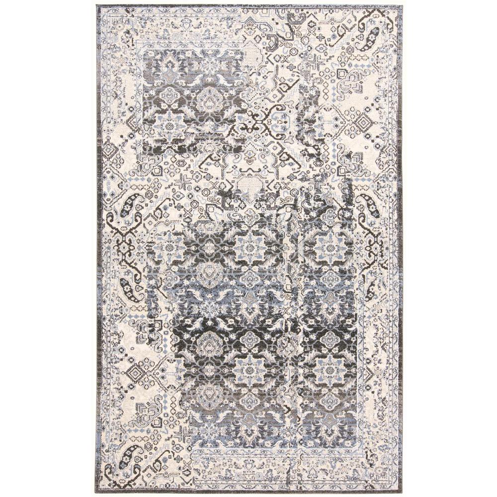 Ainsley Distressed Tribal Rug, Charcoal Gray/Glacier Blue, 5ft x 8ft, 8713898FCHLTANE10. Picture 2
