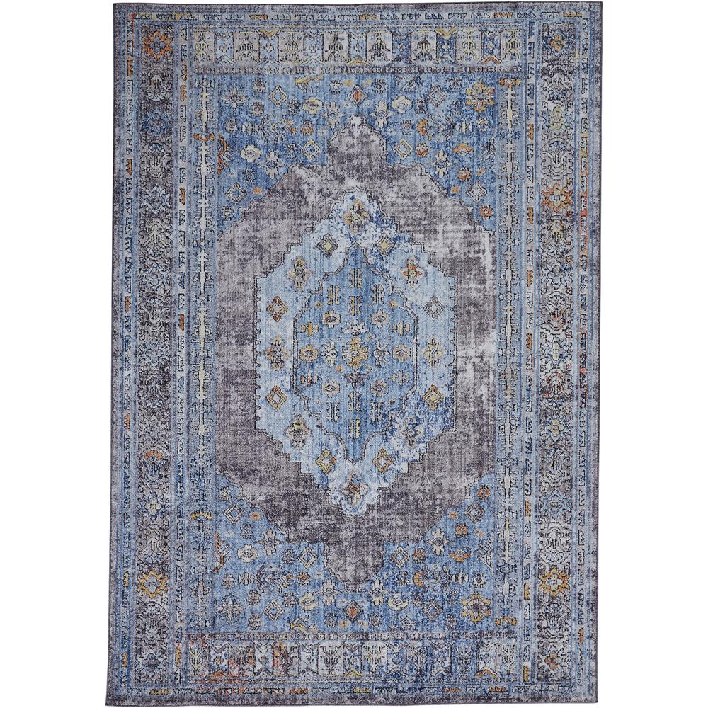 Armant Medallion Space-dyed Area Rug, Azure Blue/Light Gray, 6ft-7in x 9ft-6in, 8803912FBLUMLTF05. Picture 2