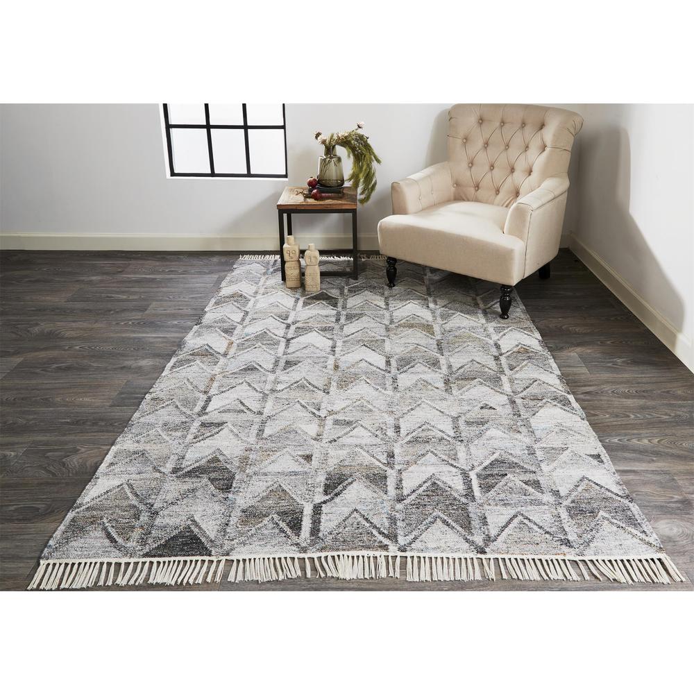 Beckett Eco-Friendly Moroccan Chevron Rug, Light/Dark Gray, 8ft x 10ft Area Rug, 8900813FGRY000F00. Picture 1
