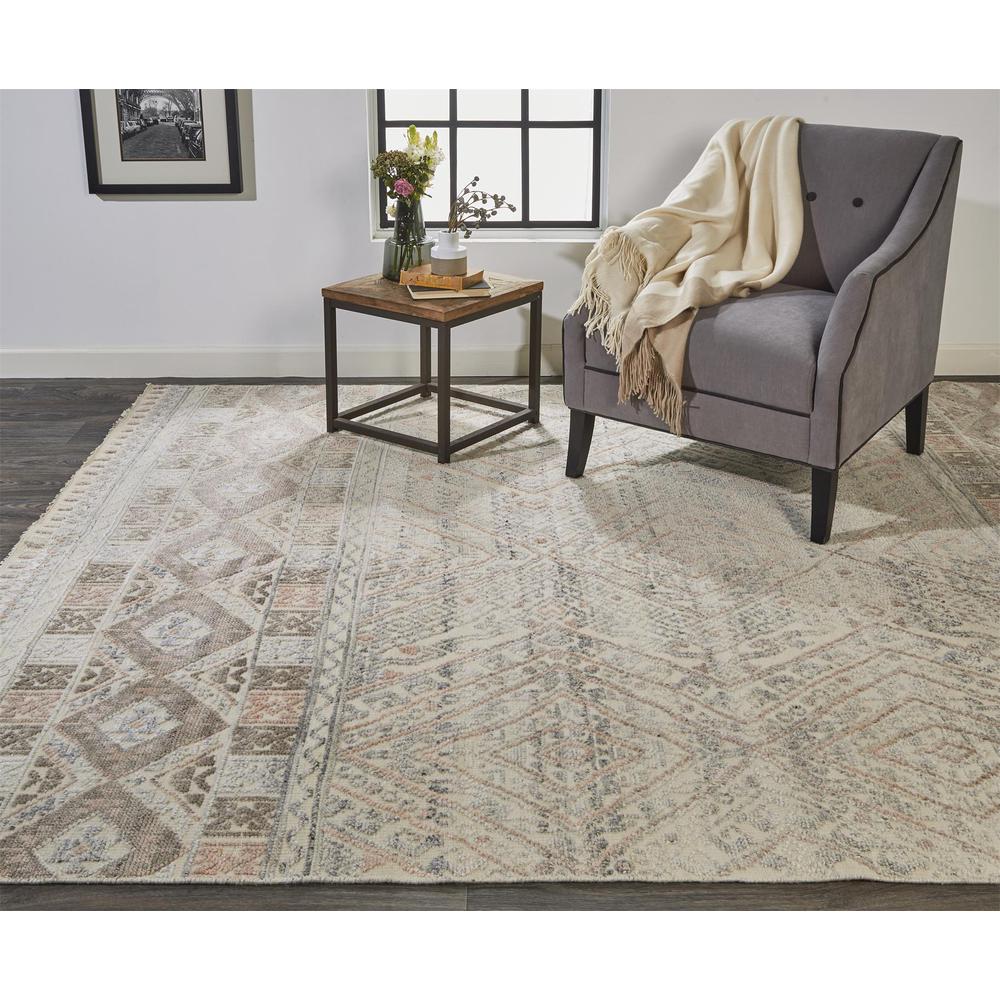 Payton Nomadic Diaimond Pattern Area Rug, Ivory/Light Peach, 5ft-6in x 8ft-6in, 9806495FBLHIVYE50. Picture 1
