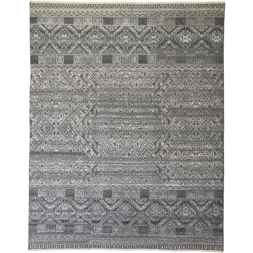 Payton Tribal Diamond Rug, Gray/Denim Blue, 5ft - 6in x 8ft - 6in Area Rug, 9806495FBLUGRYE50. Picture 2