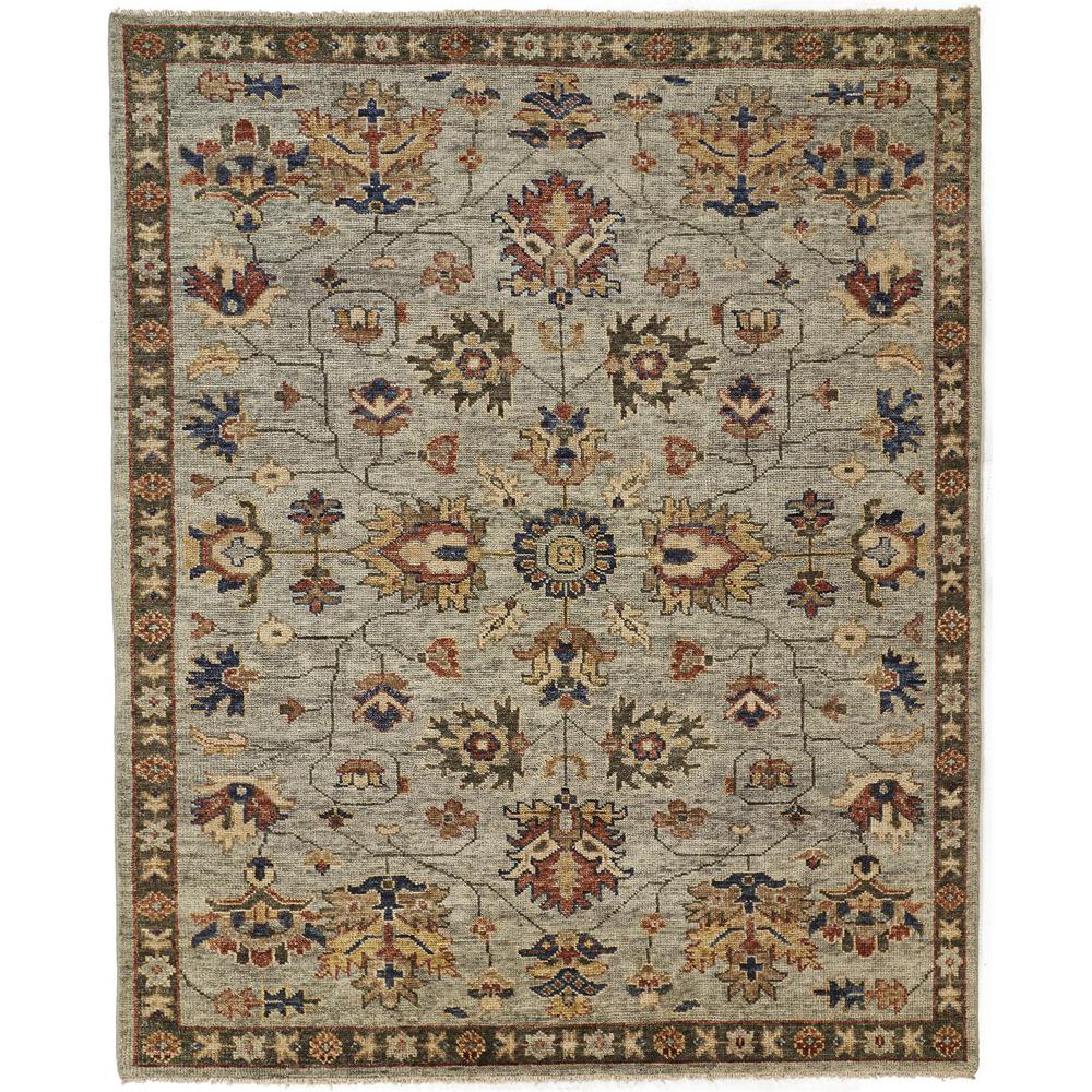 Carrington Traditional Oushak Area Rug, Geometric Floral, Gray/Gold, 5ft-6in x 8ft-6in, 9826503FGGY000E50. Picture 1