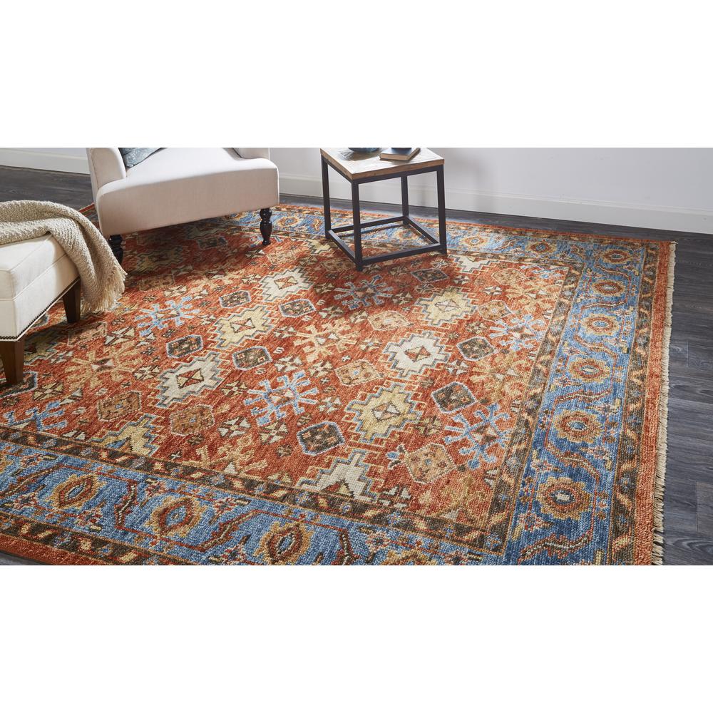 Carrington Traditional Oushak Rug, Flora/Fauna, Clay Red, 5ft-6in x 8ft-6in Area Rug, 9826505FORNBLUE50. Picture 1