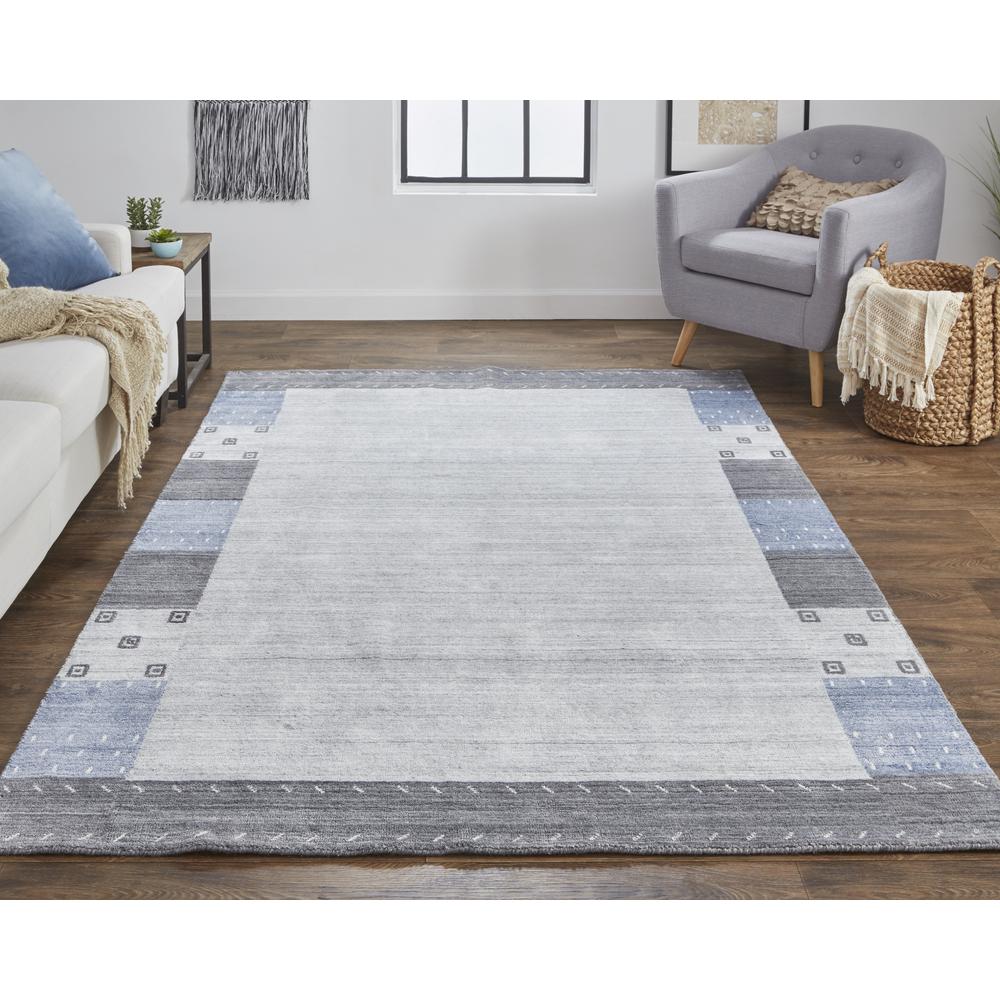 Legacy Contemporary Gabbeh Rug, Light Gray/Denim Blue, 7ft-9in x 9ft-9in Area Rug, 9836575FGRYBLUF99. The main picture.