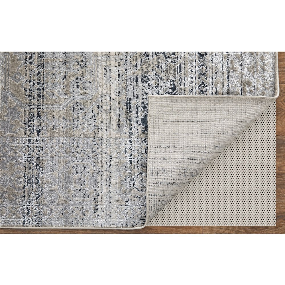 Macklaine Transitional Distressed, Taupe/Black/Ivory, 6'-7" x 9'-6" Area Rug. Picture 4