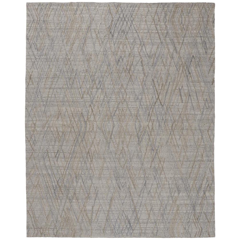 Elias Abstract Diamond Area Rug, High/Low, Silver Gray/Dusty Blue, 5ft x 8ft, ELS6589FSLV000E10. Picture 2