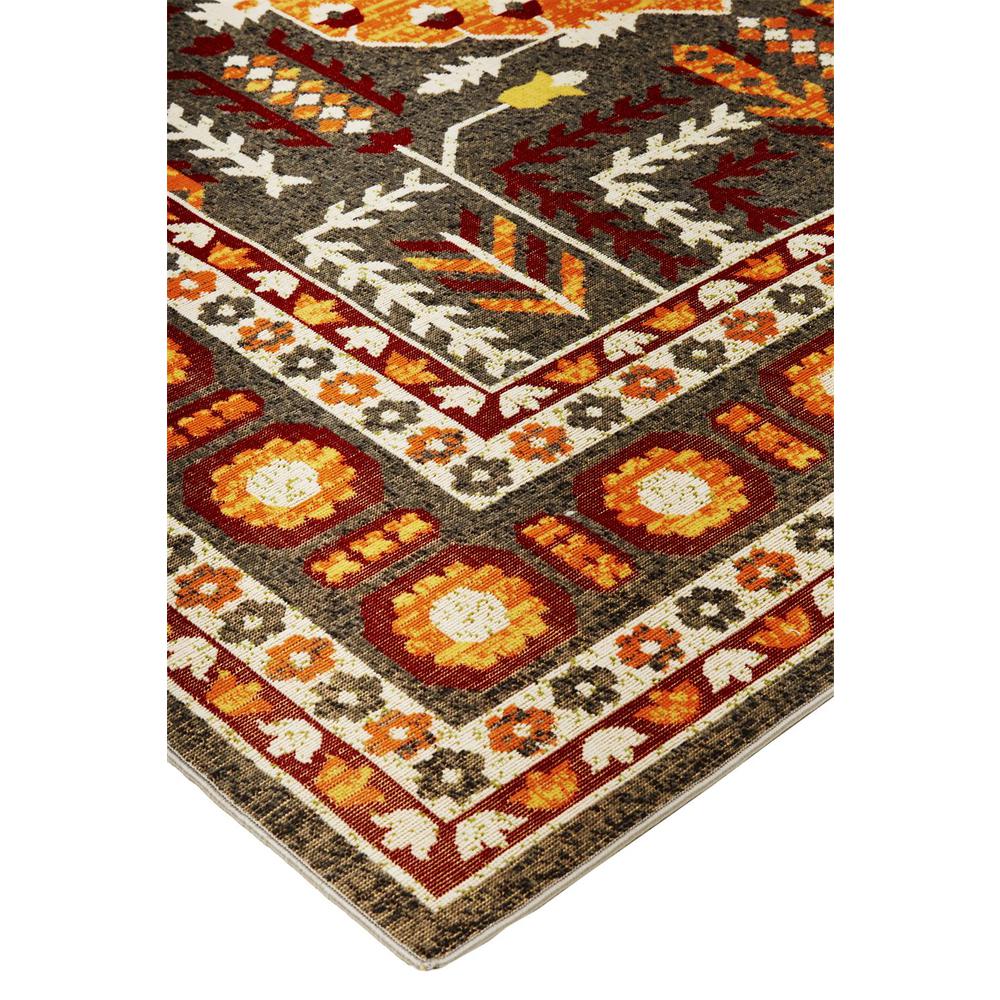 Foster Vinatge Style Kilim, Vermillion Orange/Gray, 4ft-3in x 6ft-3in Accent Rug, FST3754FORNGRYC16. Picture 3