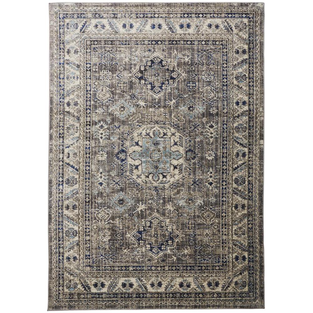 Bellini Vintage Bohemian Rug, Gray/Blue/Beige, 7ft - 10in x 110in Area Rug, I78I3136GRYBLUGCT. Picture 2