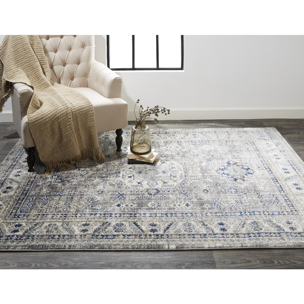 Bellini Vintage Bohemian Rug, Gray/Blue/Beige, 7ft - 10in x 110in Area Rug, I78I3136GRYBLUGCT. Picture 1