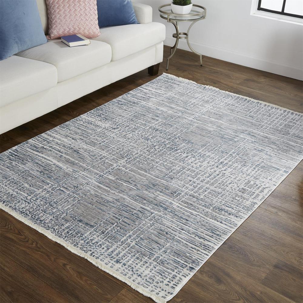 Kyra Distressed Abstract Rug, Light Gray/Ivory, 7ft - 6in x 9ft - 7in Area Rug, KYR3853FGRYBGEF14. Picture 1