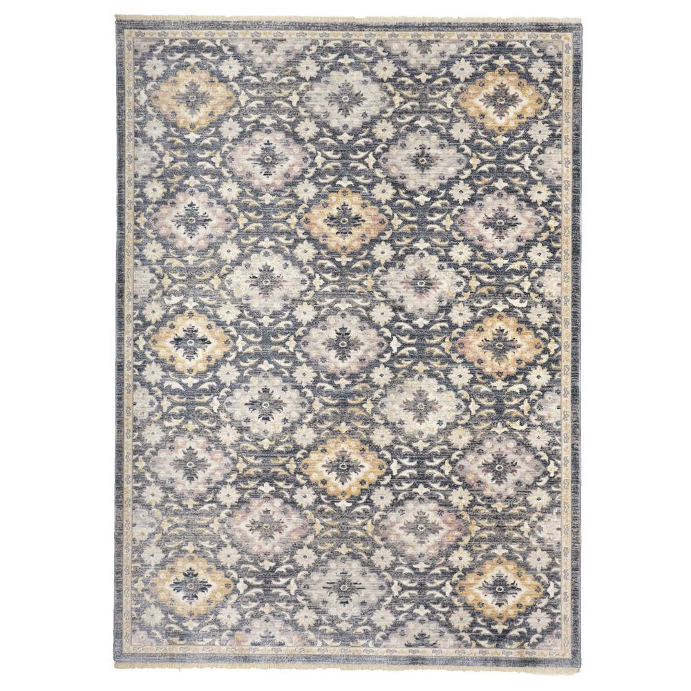 Kyra Contemporary Suzani Rug, Indigo/Gold/Pink, 7ft - 6in x 9ft - 7in Area Rug, KYR3858FGRYYELF14. Picture 2