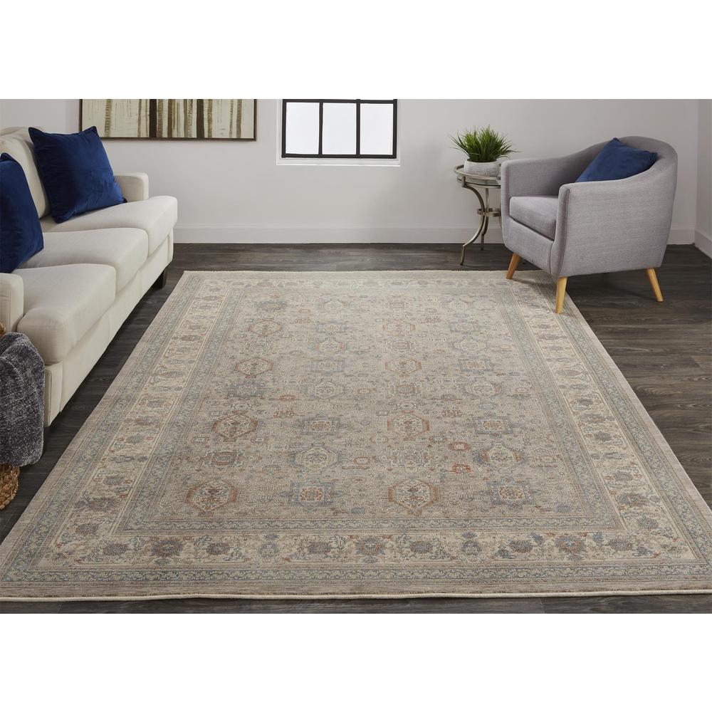 Marquette Rustic Persian Farmhouse Rug, Warm Gray/Blue, 2ft - 8in x 12ft, Runner, MRQ3761FGRYMLTI8C. The main picture.