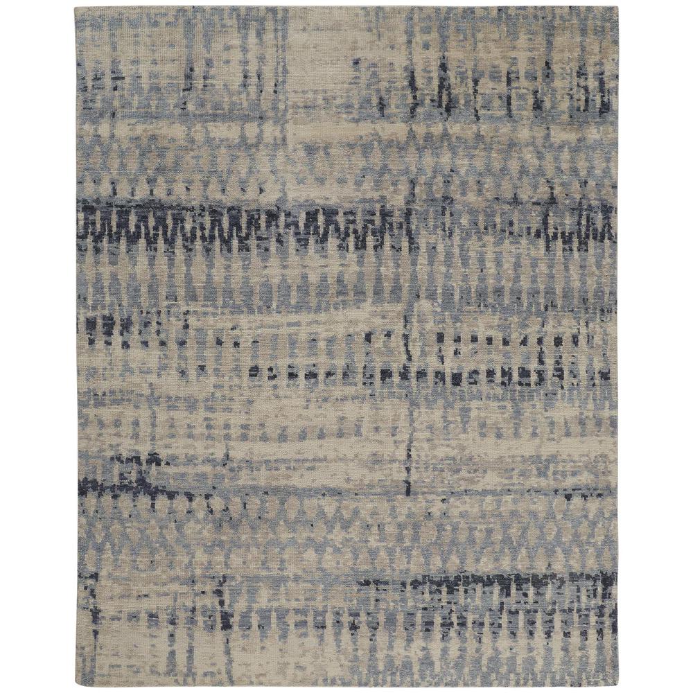Palomar Hand Knot Abstract Area Rug, Light Beige/Denim Blue, 7x9in x 9x9in, PAL6631FBLU000F99. Picture 2