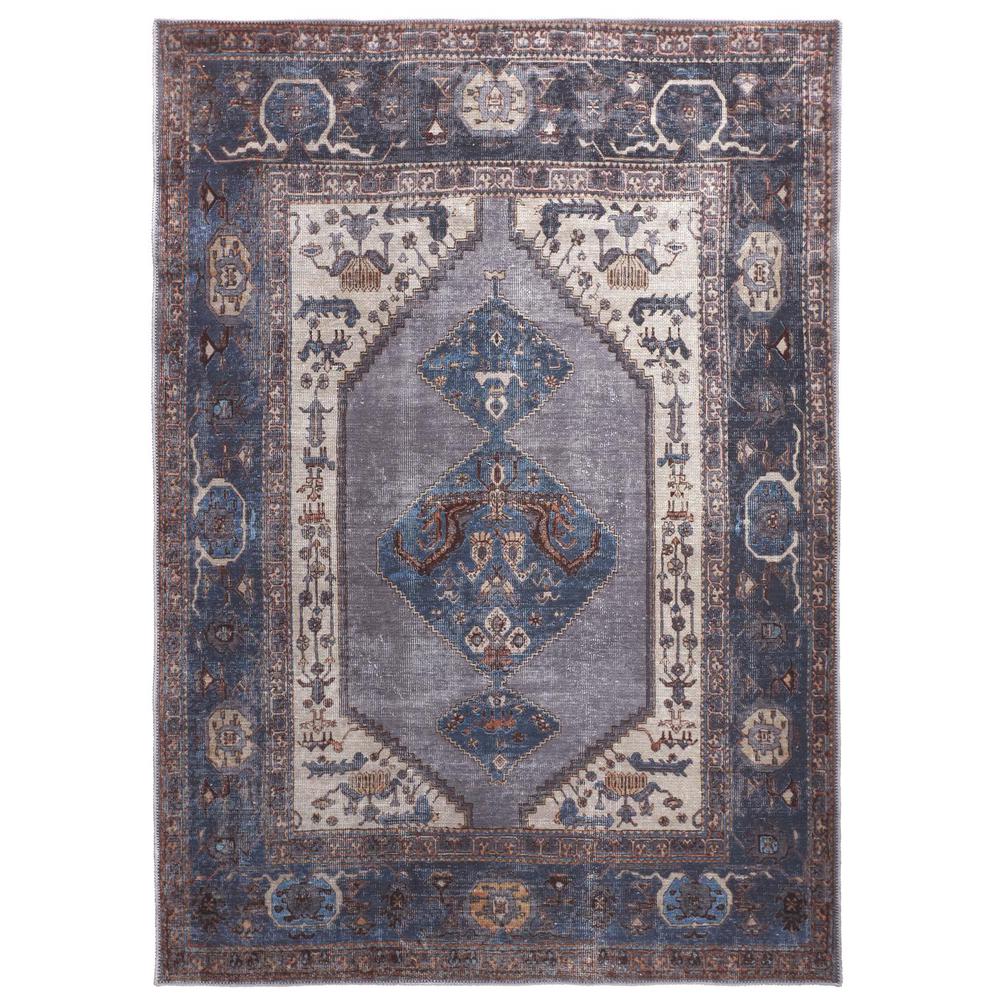 Percy Vintage Medallion Rug, Dark Indigo/Brown, 7ft-10in x 9ft-10in Area Rug, PRC39AKFBLUGRYF71. Picture 2