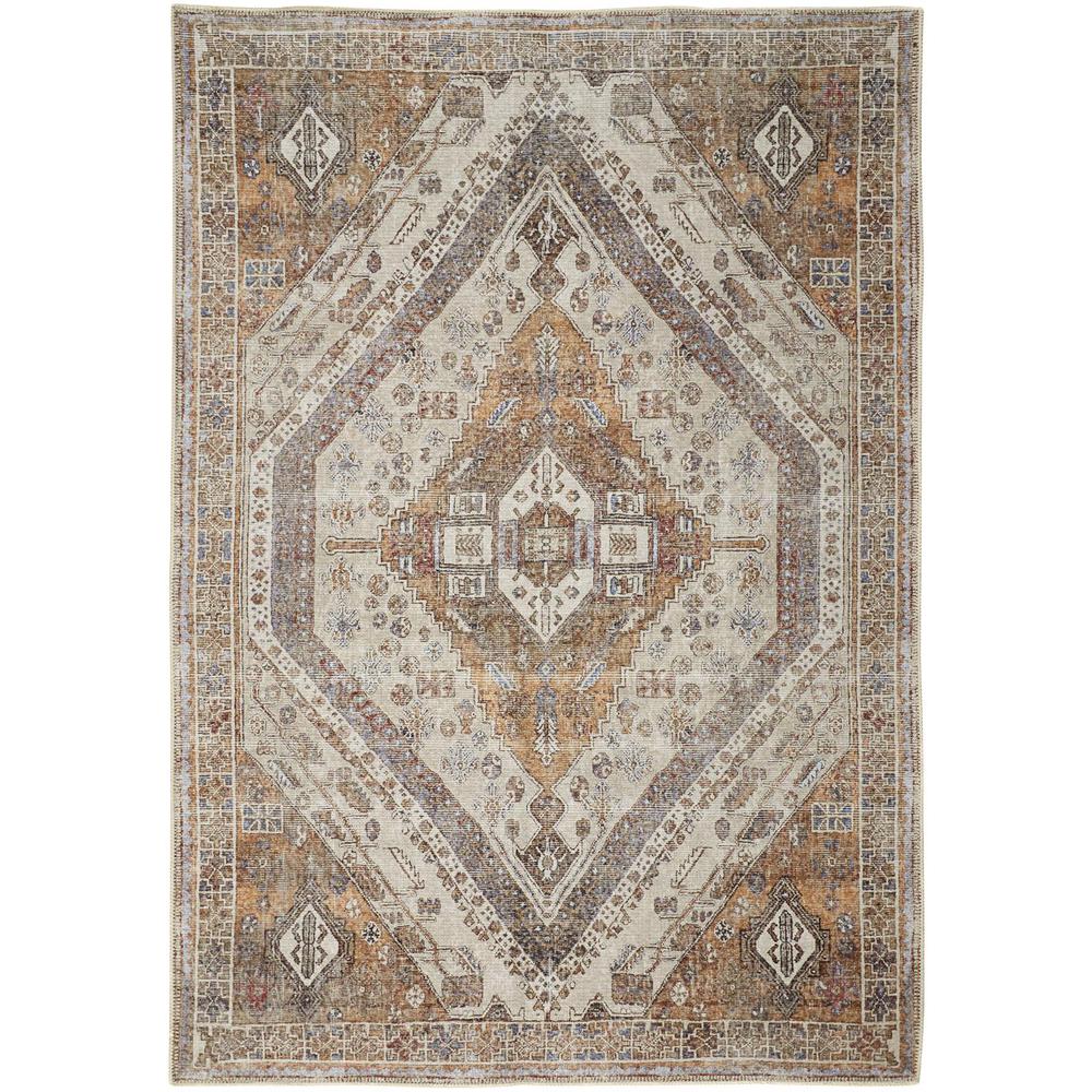 Percy Vintage Medallion Rug, Terracotta/Country Blue, 7ft-10in x 9ft-10in, PRC39ANFTAN000F71. Picture 2