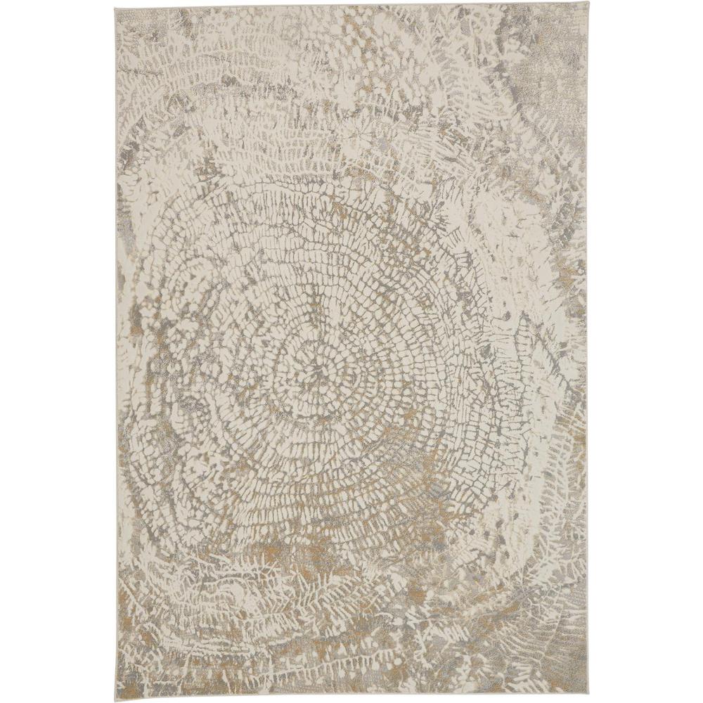 Frida Distressed Abstract Watercolor, Ivory/Gray/Tan, 3ft-9in x 5ft-7in, PRK3702FSLVIVYC02. Picture 1