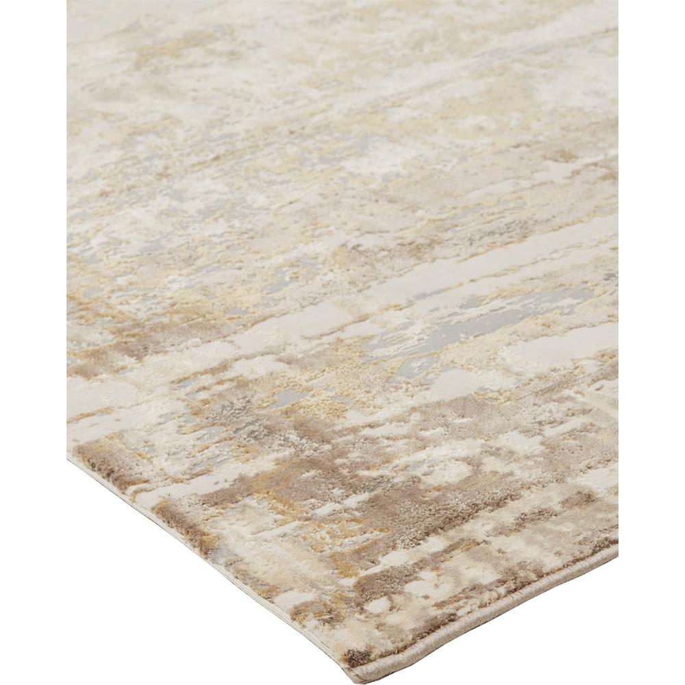 Frida Distressed Abstract Watercolor Rug, Ivory/Brown, 2ft - 6in x 8ft, Runner, PRK3709FGRYBGEI68. Picture 3