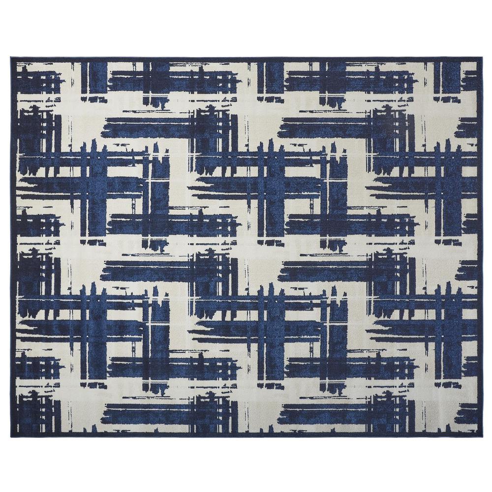 Remmy Coastal Inspired Rug, Crosshatch, Navy Blue, 5ft x 8ft Area Rug, RMY3808FBGEBLUE10. Picture 2